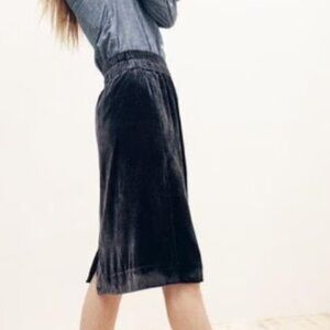 J. Crew Black Velvet Midi Skirt